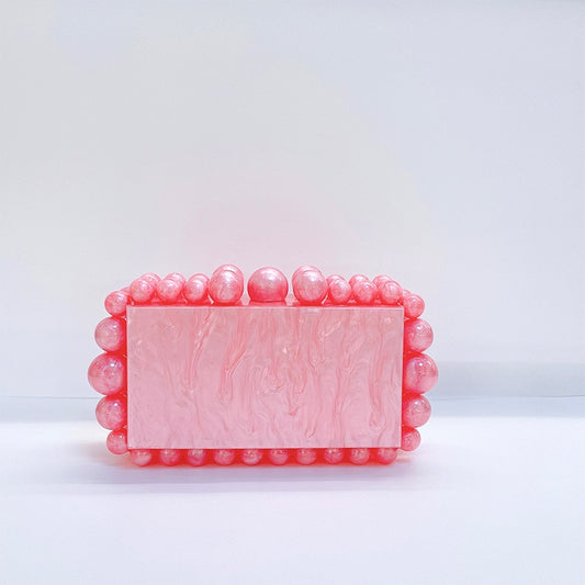 Pink Beaded Clutch